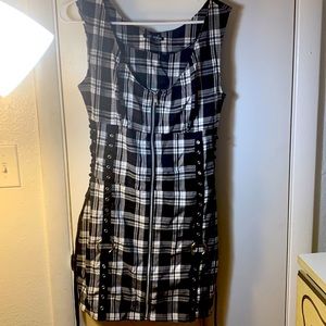 Hell bunny black plaid bondage dress goth laces